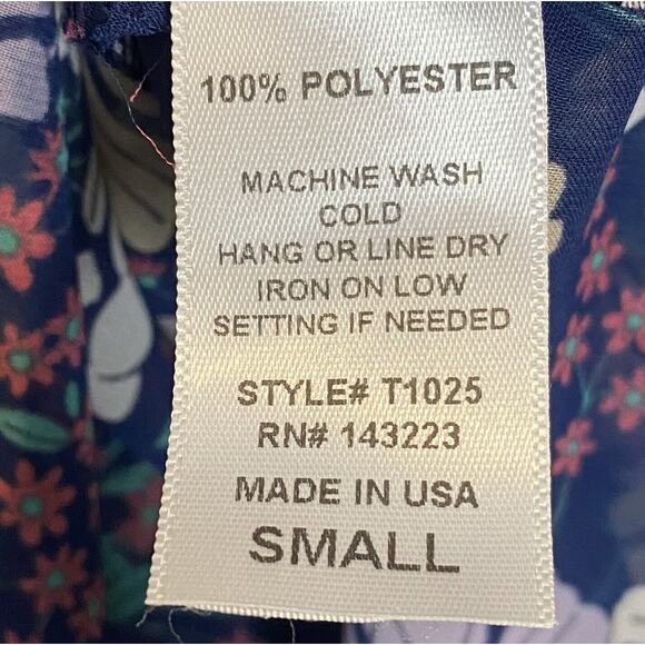 Mary & Mabel Floral Tunic Blouse Womens S Oversized Boho Chic Flowy Sheer Ruffle - Picture 7 of 10